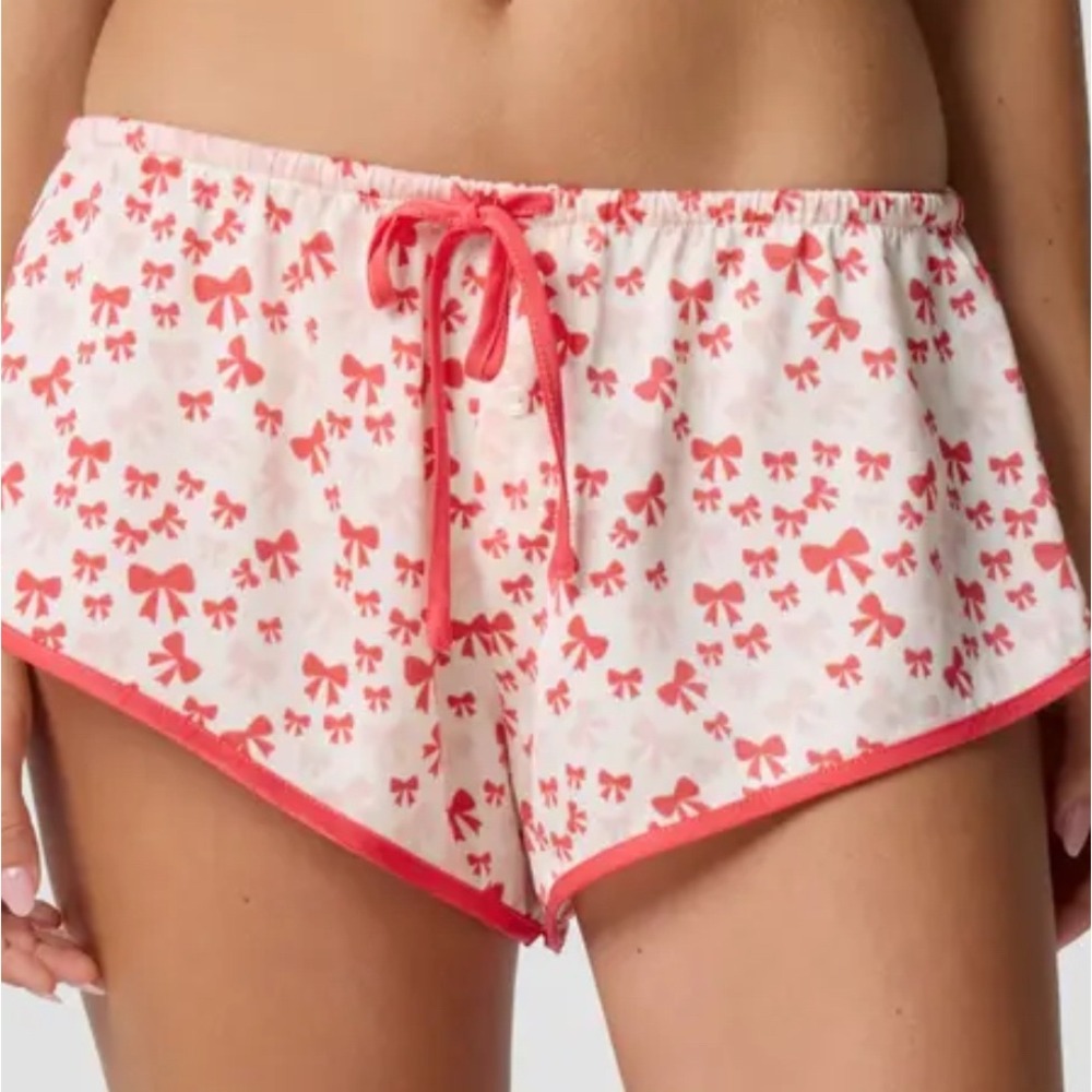 NWT Florence by Mills Pajama Shorts Bow Print Cream Red XS Coquette Balletcore